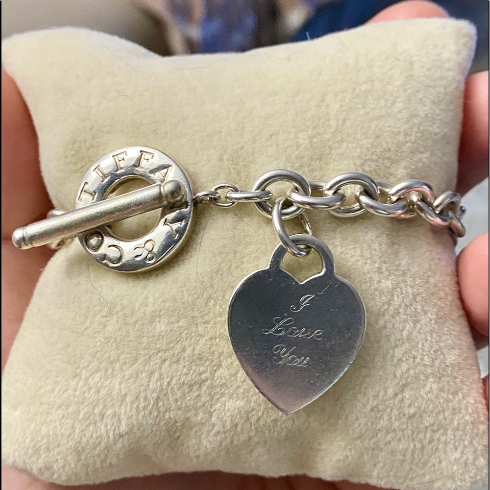 Tiffany & Co. Sterling Silver Heart Tag Toggle Bracelet- Engraved